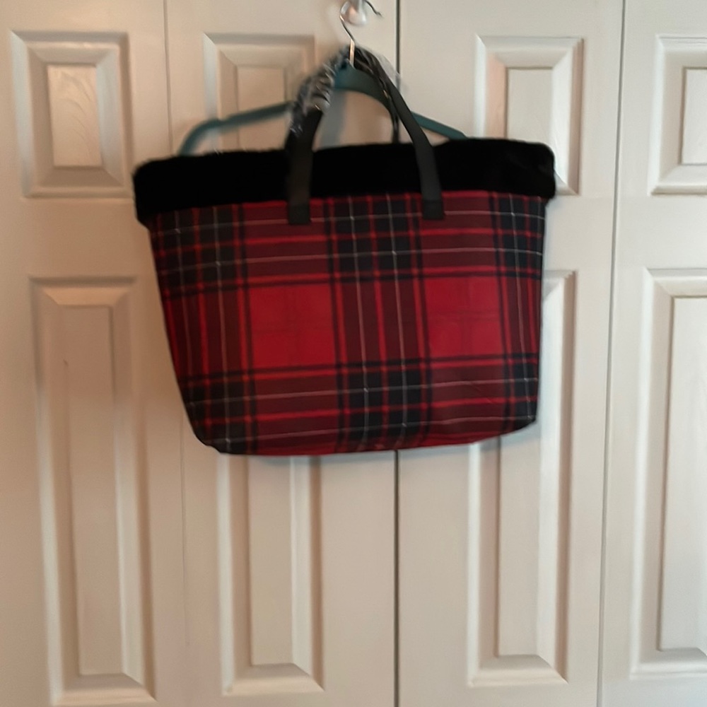 NWOT plaid with fake fur trim